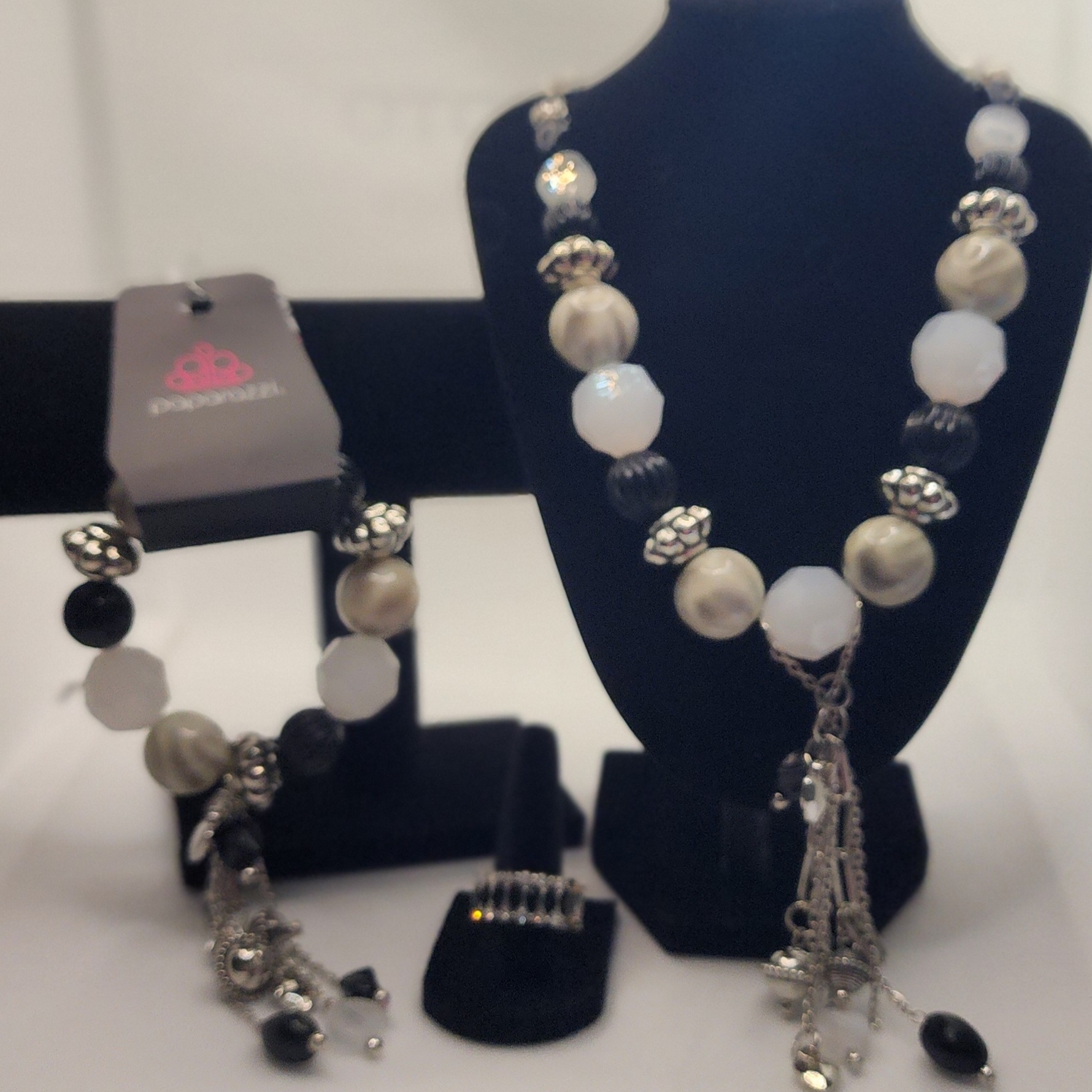 Classic White And Silver Beaded Necklace